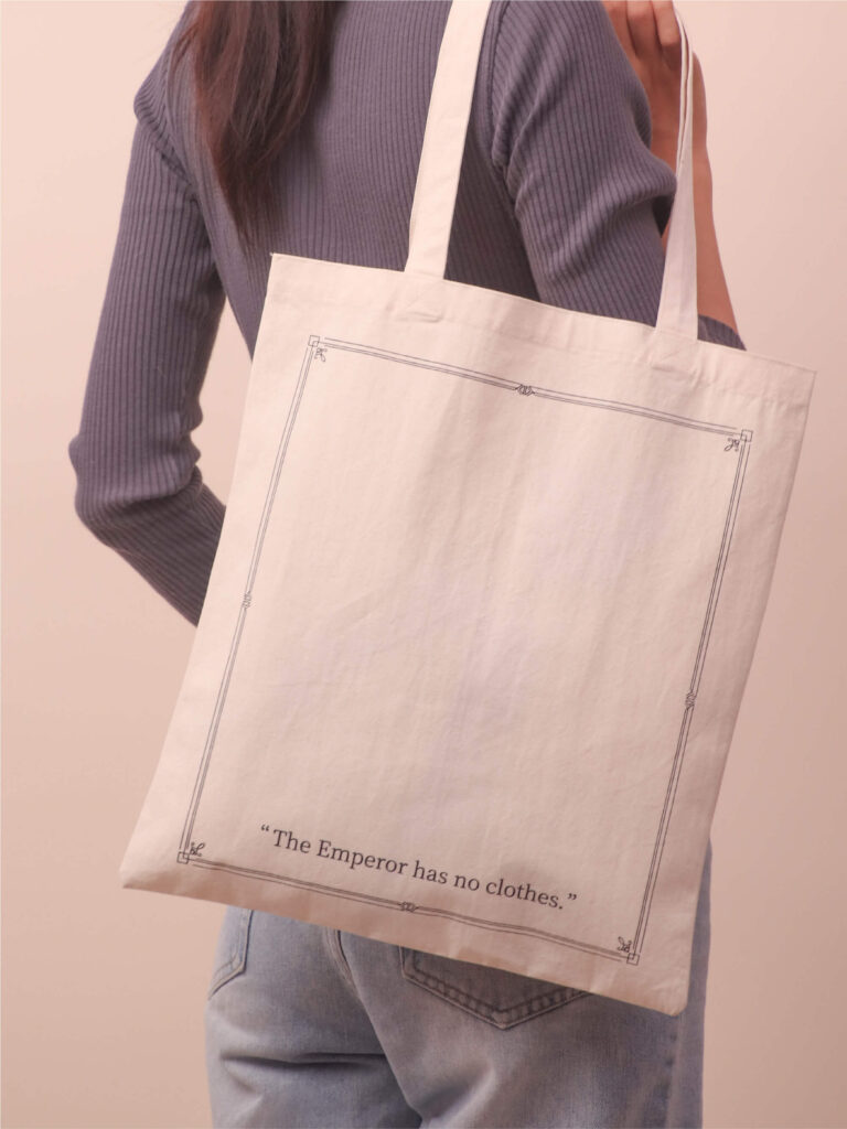 tote-bag-the-emperor-'s new clothes - two lovers team